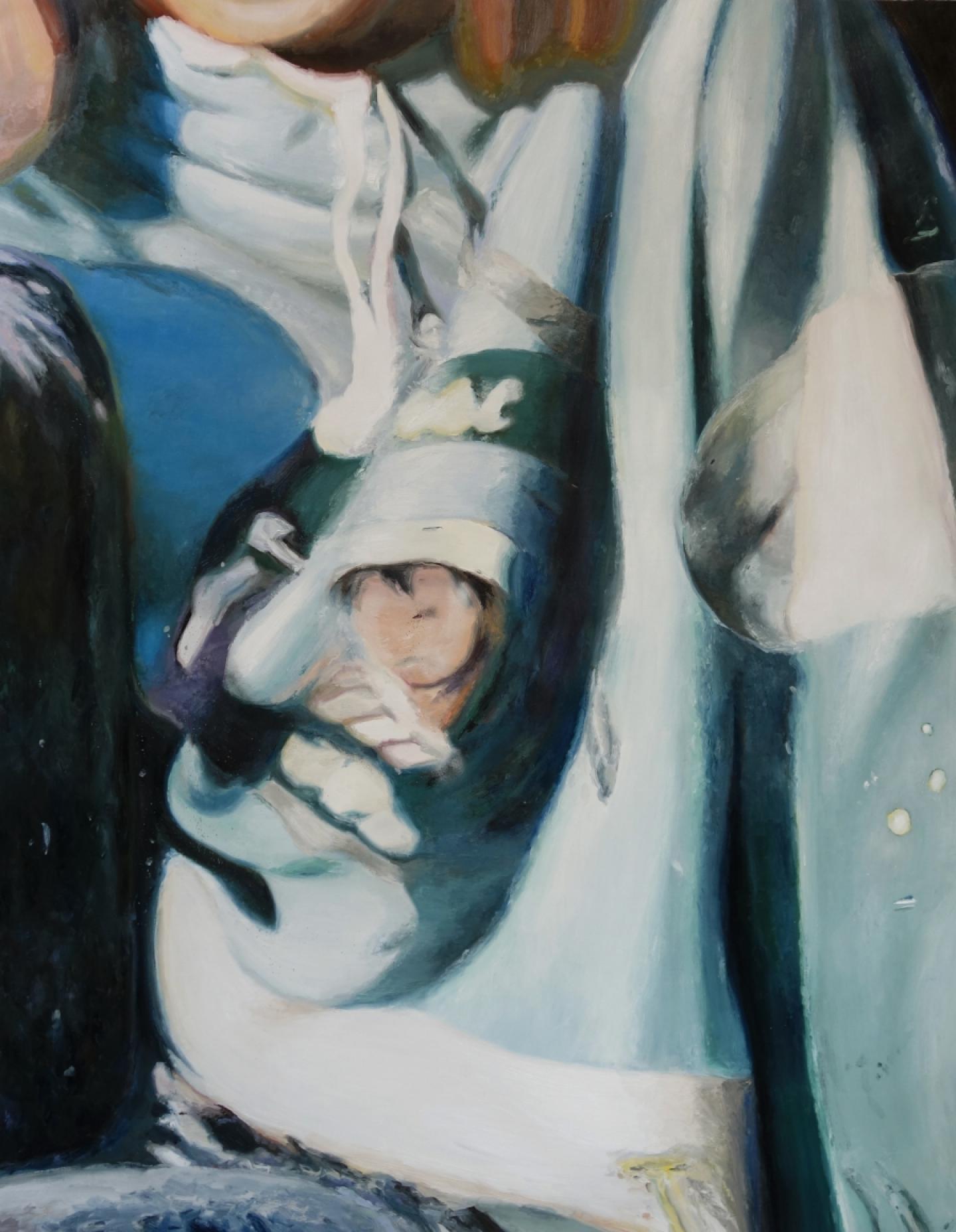 Sweatshirt (bouée) 2018, oil and spray on canvas, 200 x 155 cm