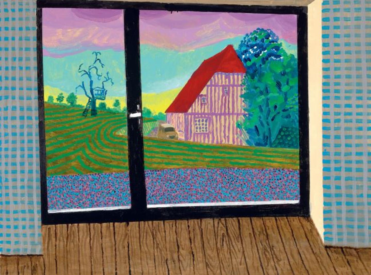 View From The Studio At Dawn II,  David Hockney, Acrylique sur toile, 201991 x 122 cm,  ©Galerie Lelong & Co