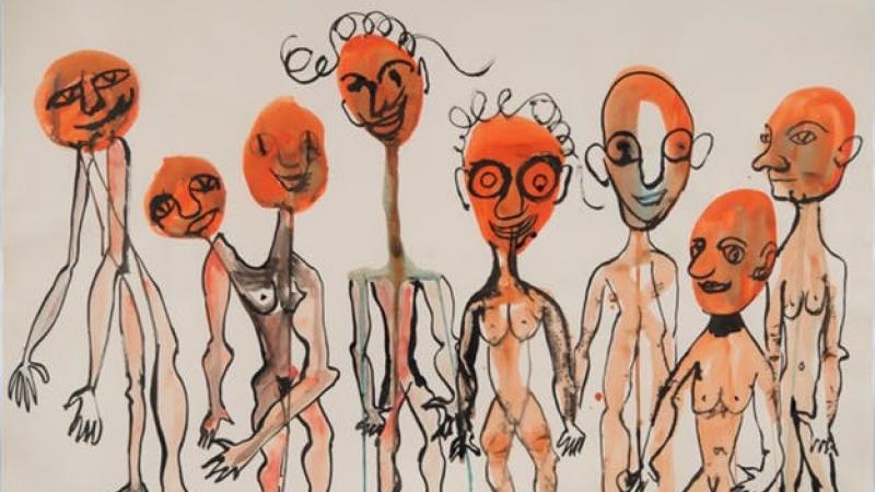 Personnages Alexander Calder  Gouache.  1970 75 x 110 cm