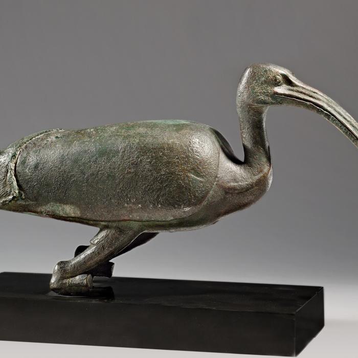 STATUE REPRÉSENTANT UN IBIS  Art égyptien, Période Ptolémaïque, IIIe - Ier s. av. J.-C.  Bronze  L : 34 cm_PHOENIX ANCIENT ART