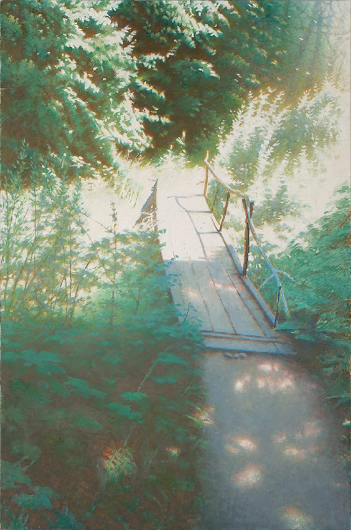 Petit pont dans la forêt, 2015-2016, oil on canvas, 135 x 80 cm