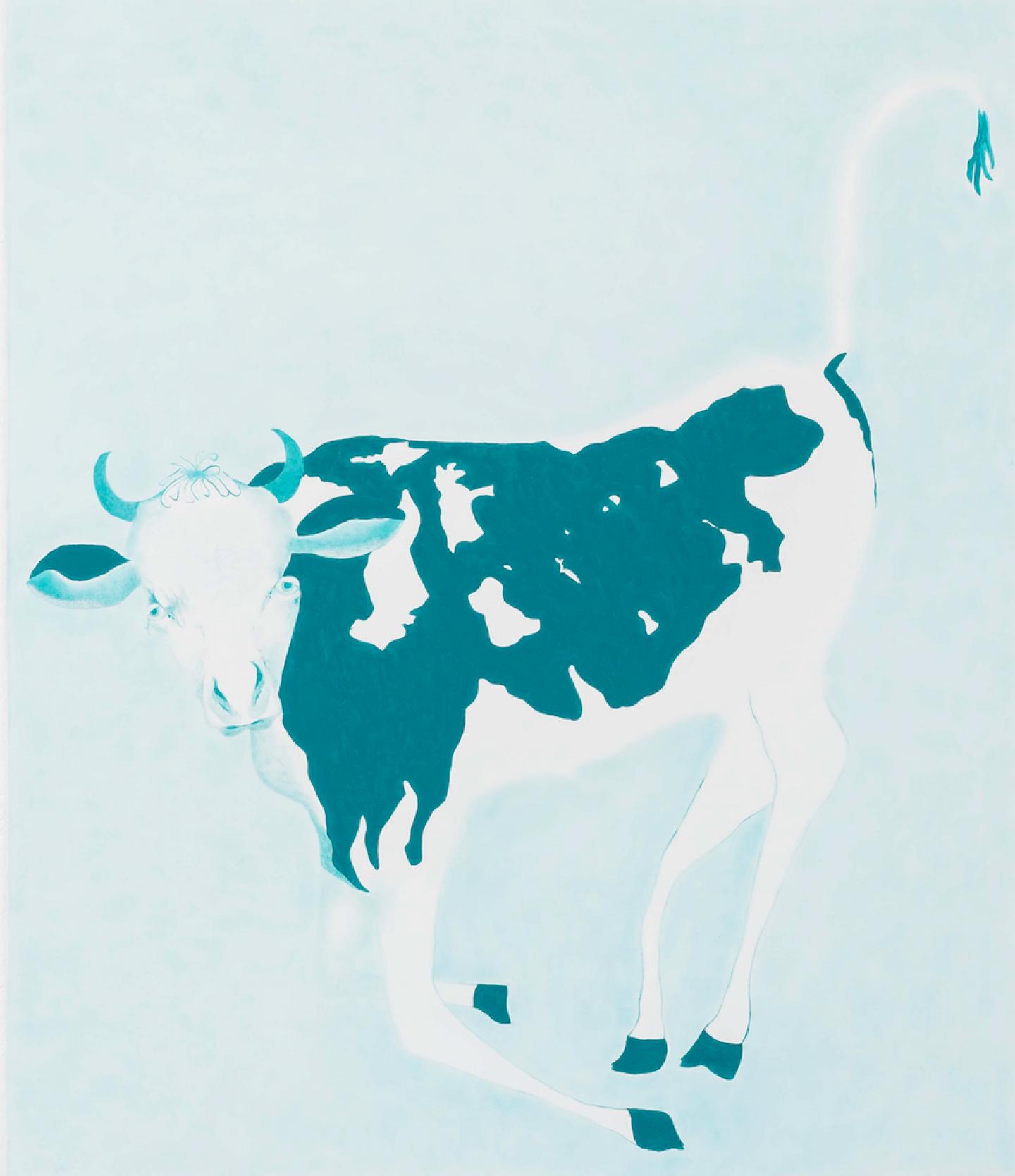 « La vache qui court », 2019, Oil on canvas, 140 x 120 cm