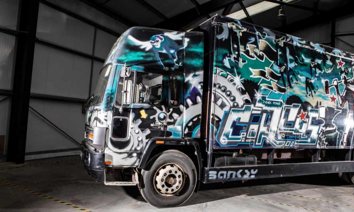 Banksy, Turbo Zone Truck (Laugh Now But One Day We’ll Be in Charge) (2000). Courtesy of Bonhams.