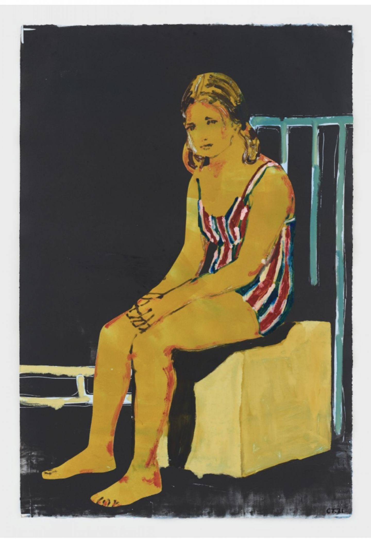 Claire Tabouret, Seated Bather (afternoon sun), 2021, 113x76,2 cm,  @Almin Rech