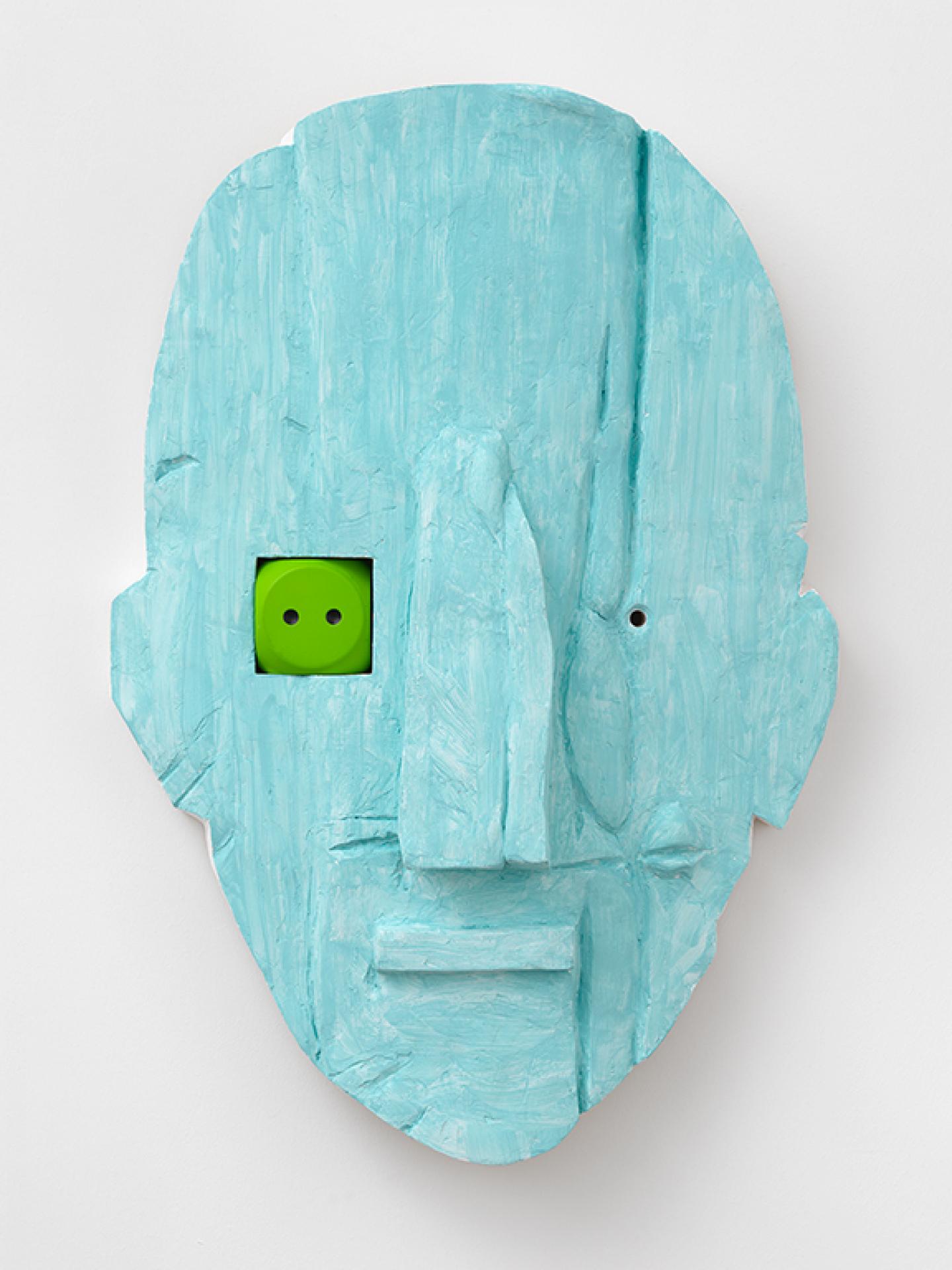 VALENTIN CARRON, Dice Holder, (Cold blue), 2021, Polystyrene, fiber, painted acrylic resin, foam dice 110 x 80 x 22 cm