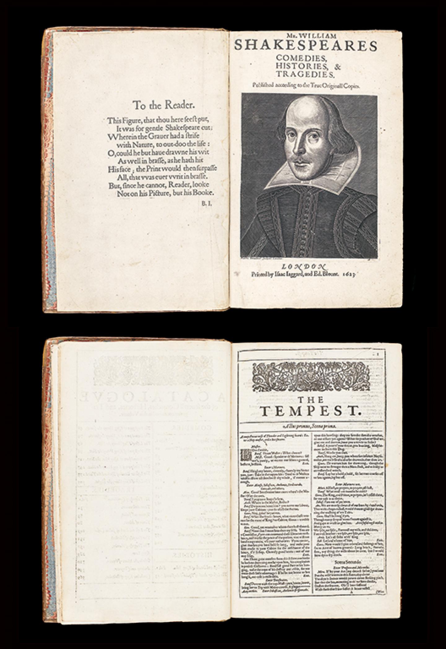 WILLIAM SHAKESPEARE (1564-1616) Mr. William Shakespeares Comedies, Histories, & Tragedies Londres, printed by William Iaggard, and Ed. Blount, 1623, première édition collective dite « First Folio », un des mythes de la bibliophilie internationale Cologny, Fondation Martin Bodmer