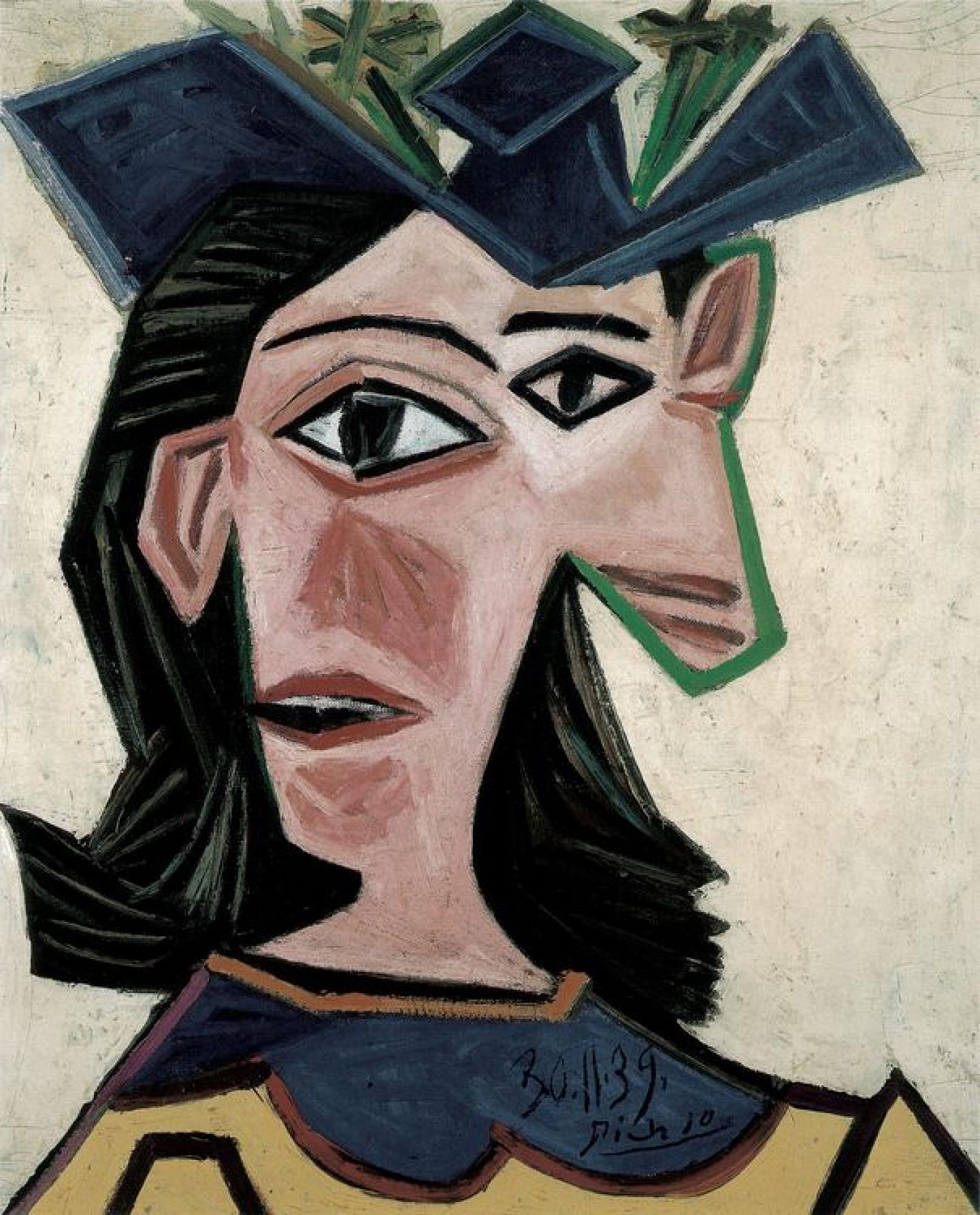 PABLO PICASSO Buste de femme au chapeau (Dora), 1939  Huile sur toile  55.0 x 46.5 cm  Fondation Beyeler,