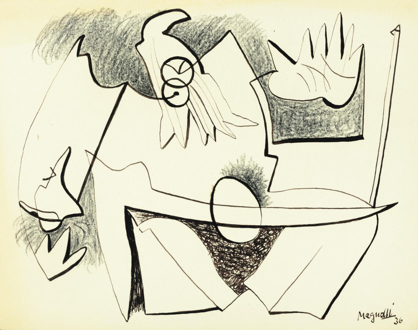 Magnelli, crayon et encre sur papier, 1936, 21,2 x 26,7 cm