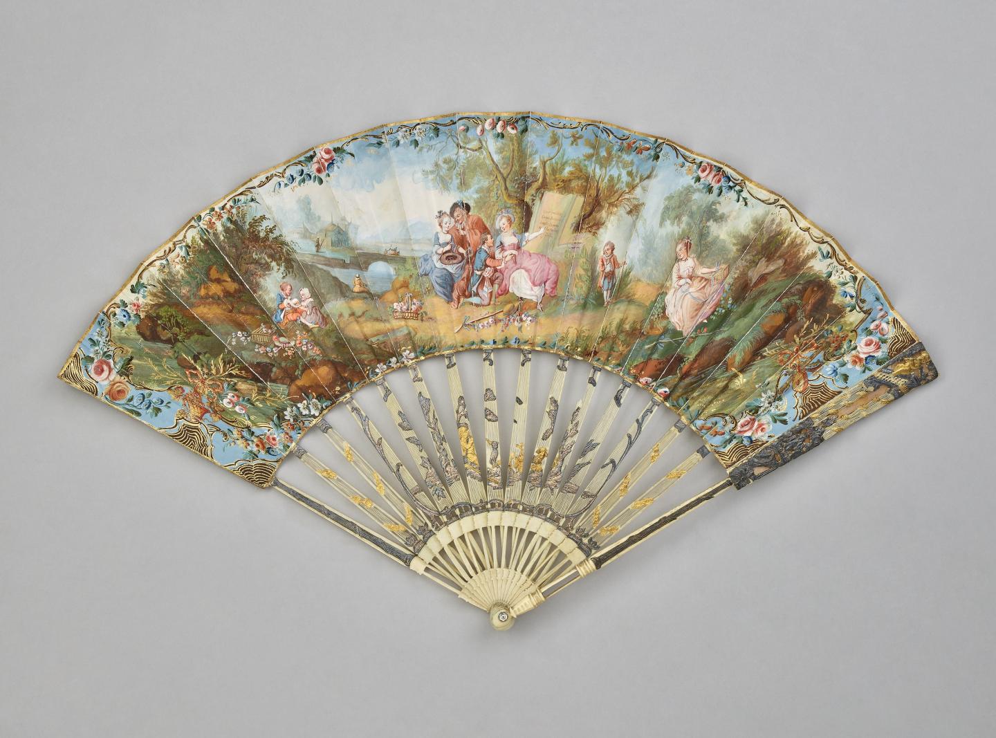 Eventail La leçon d'amour - Europe milieu du XVIIIe s. - photo ©Flora Bevilacqua