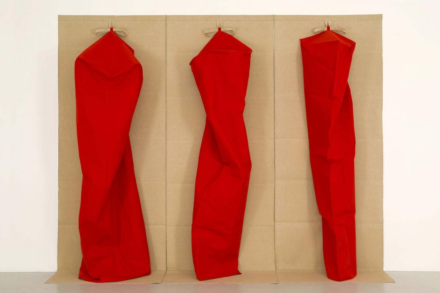 drei Elemente rot, 1981, 246x310x40cm