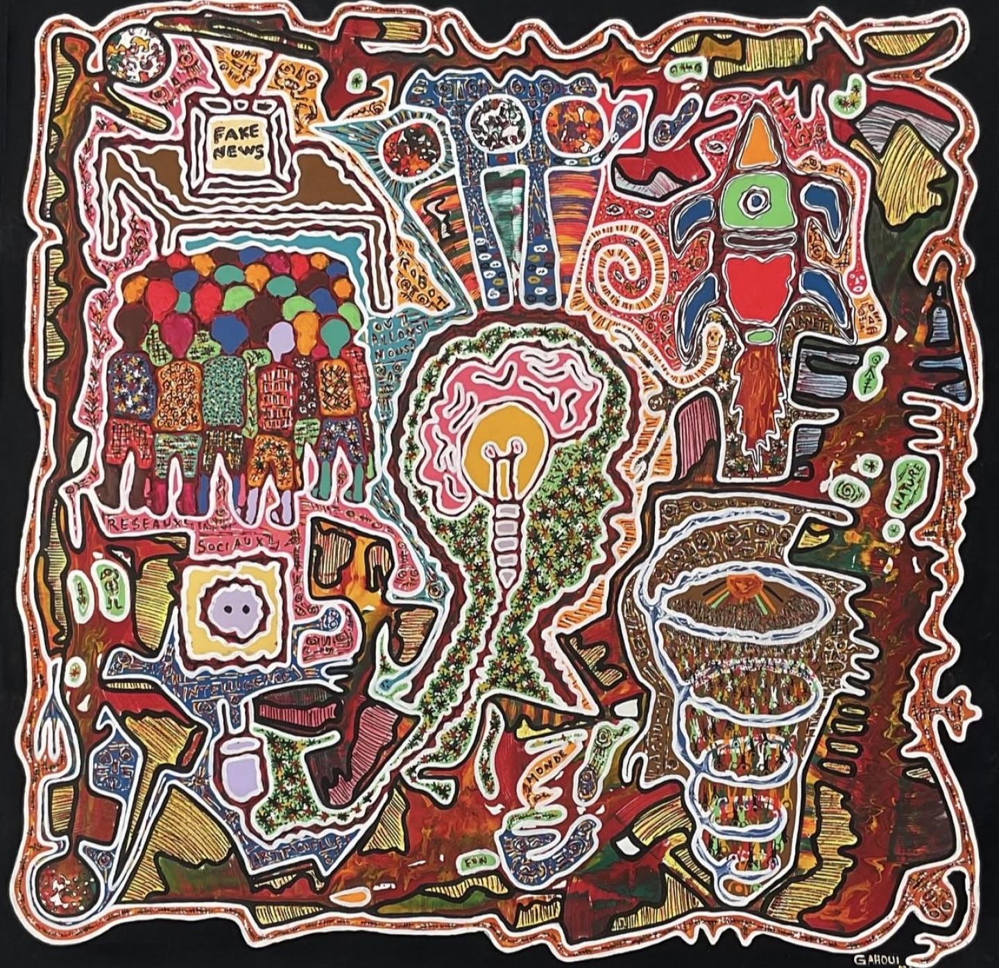 Samson Gahoui. Il est temps, 2025, acrylique sur toile, 135x105cm