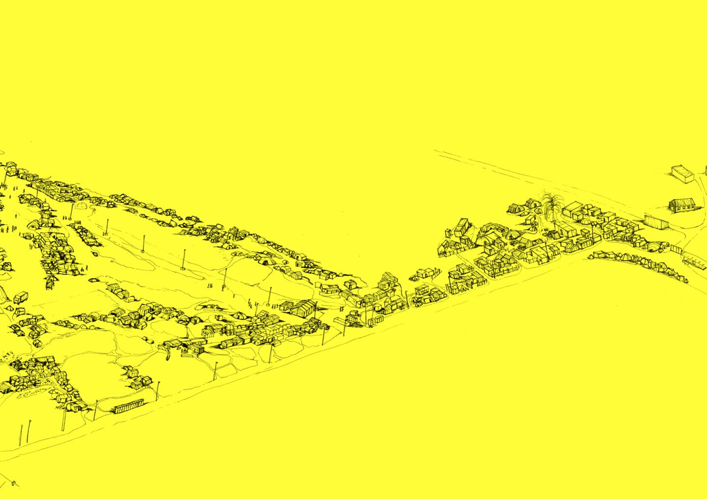 Plan guide d'intervention dans la jungle de Calais réalisé par les étudiants de l'École nationale supérieure d'architecture de Paris Belleville, dans le cadre du diplôme de spécialisation en architecture et risques majeurs 2014-2016