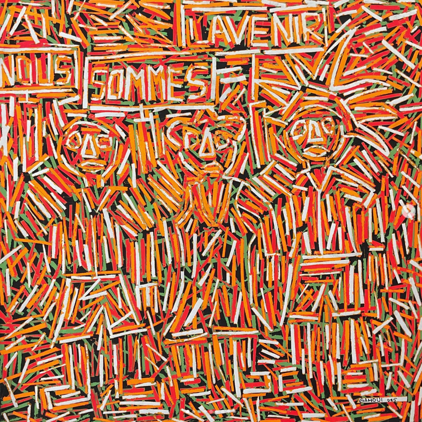 Samson Gahoui. Le futur 2025, acrylique sur toile, 135x105cm