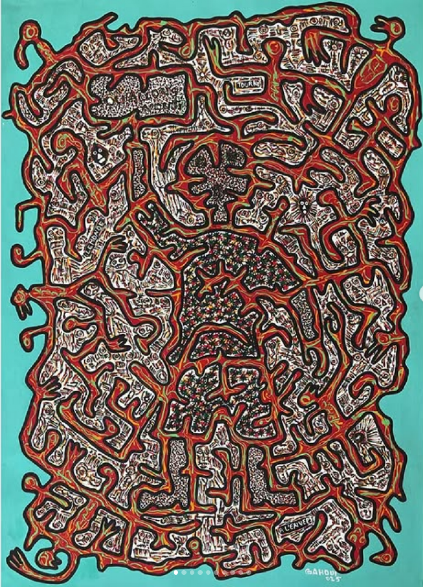 Samson Gahoui. Questionnement, 2025, acrylique sur toile, 120x80cm