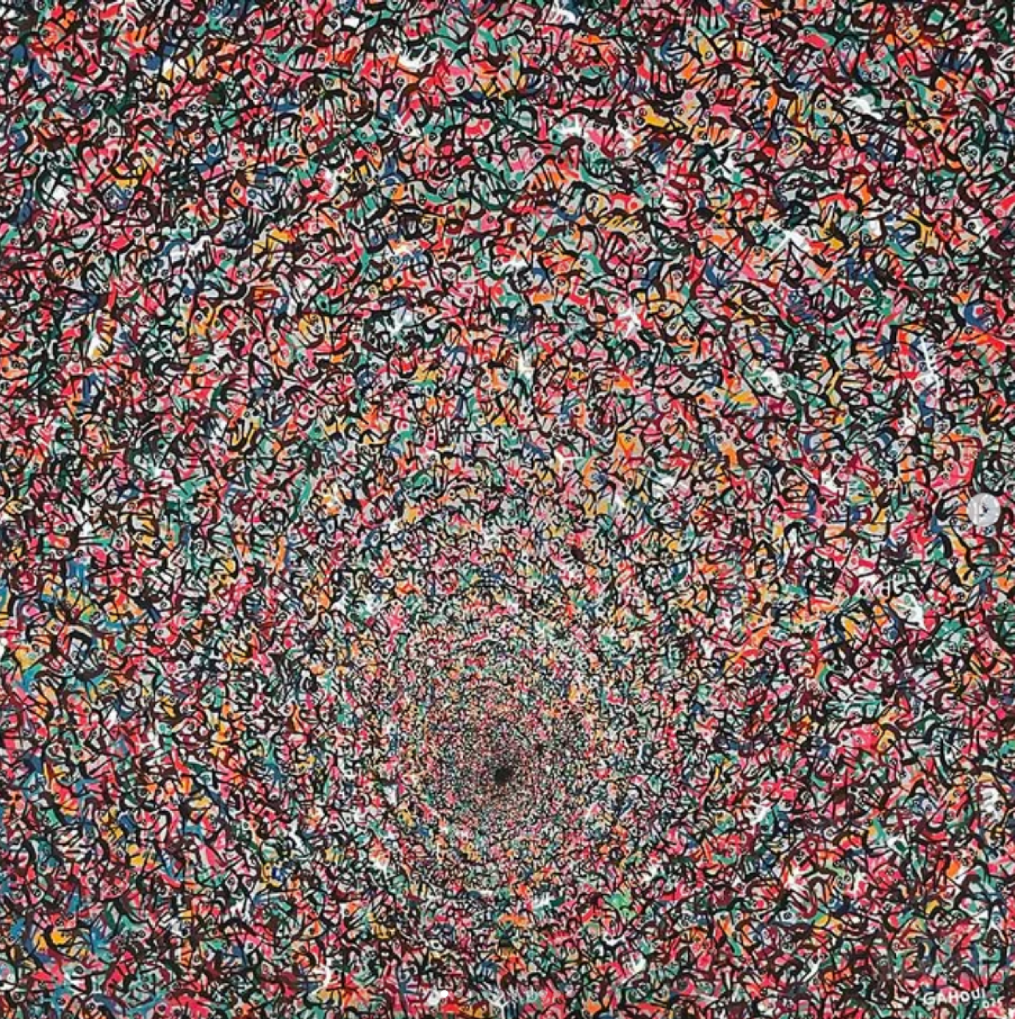 Samson Gahoui. Tourbillon, 2025, acrylique sur toile, 100x100cm