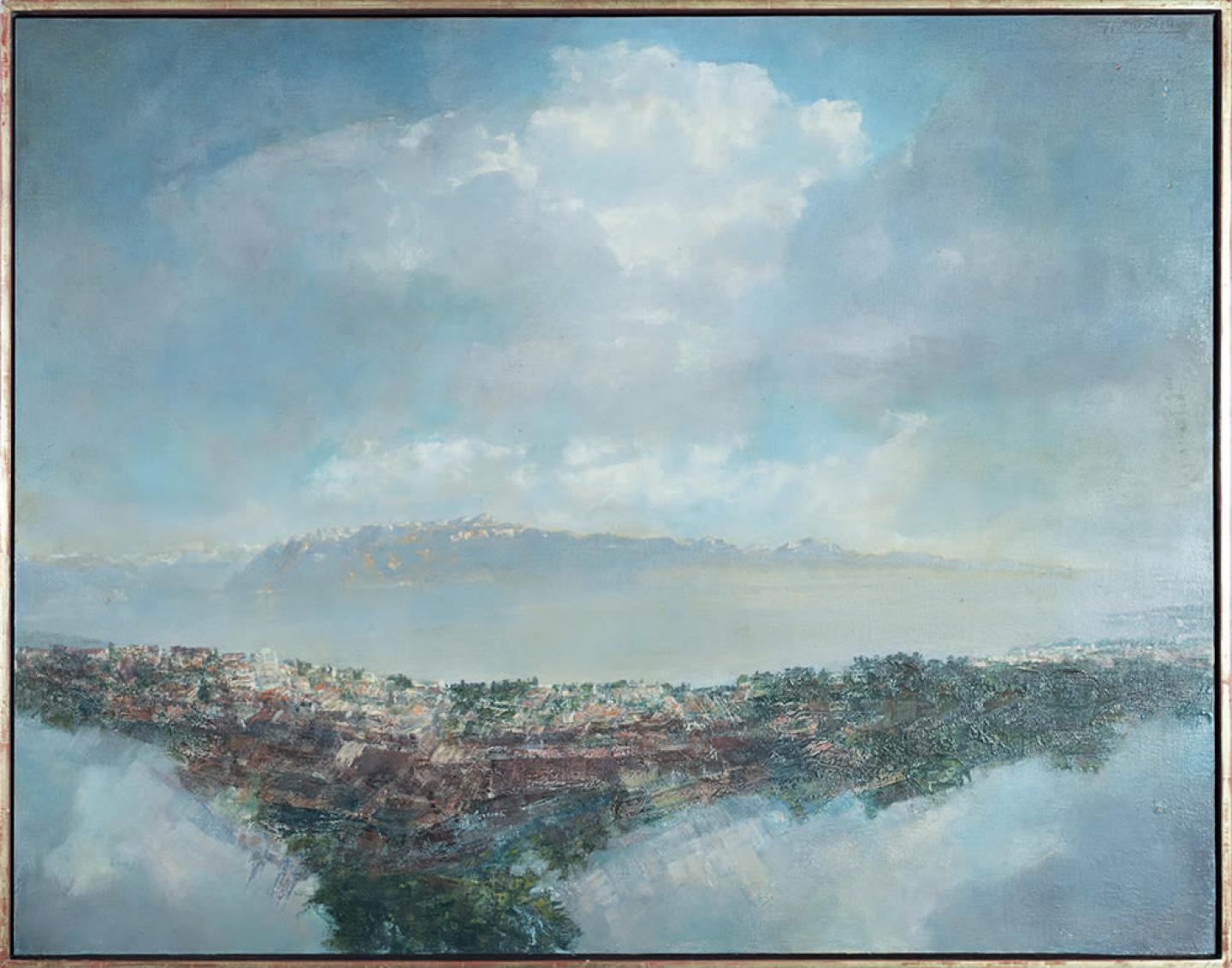 Pietro Sarto | Paysage, 2001 Huile sur bois, 80 × 101 cm Genève, galerie Schifferli