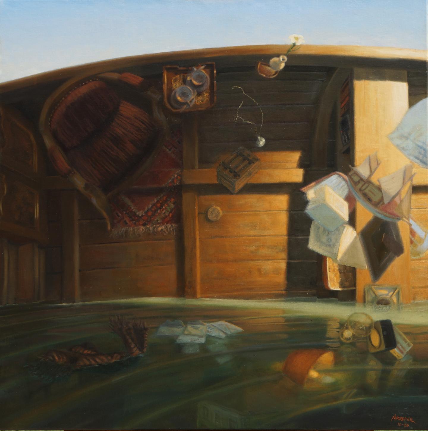 André Kasper, Scène de naufrage, 120x120cm, 2020