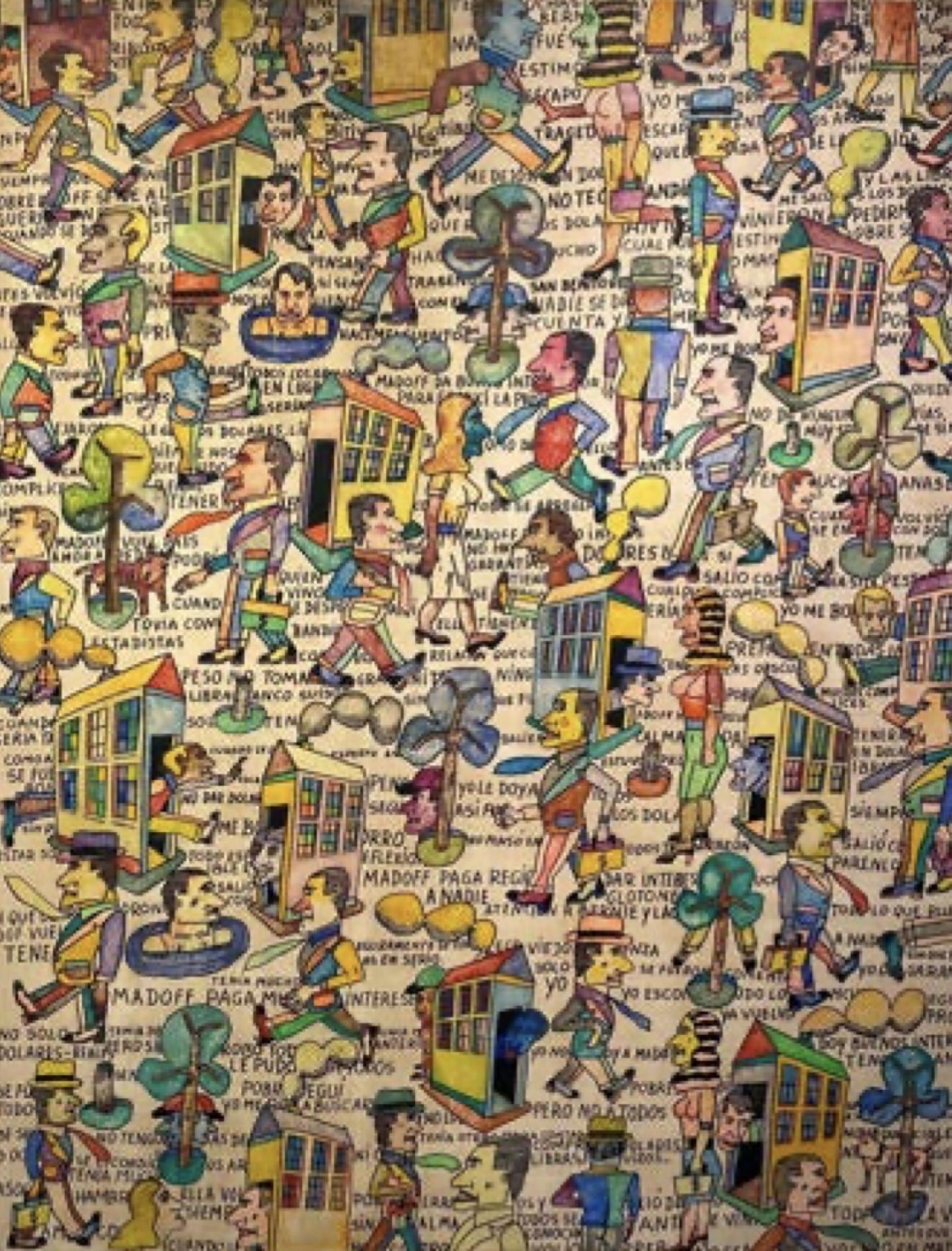 Antonio Segui, Cuando comenzaron a creerle, 2010 Acrylic on canvas 146 x 114 x 2.6 cm
