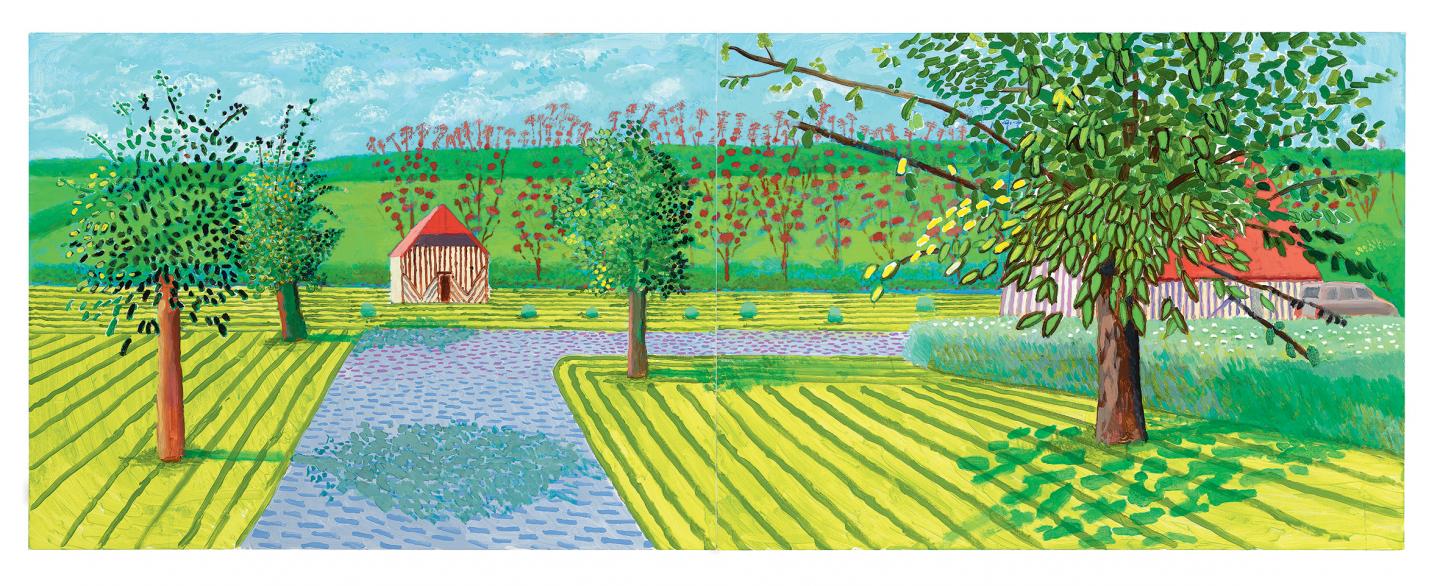 The Entrance, David Hockney, Acrylique sur deux toiles, 201991 x 244 cm, ©Galerie Lelong & Co