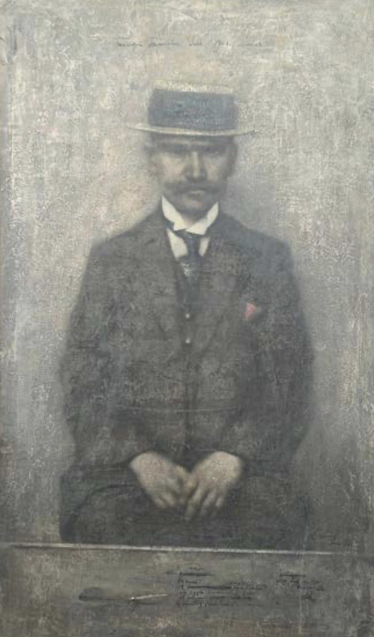 Boris Zaborov, Homme au Chapeau, 1986 Mixed media and collage on canvas 93.5 x 55.5 cm